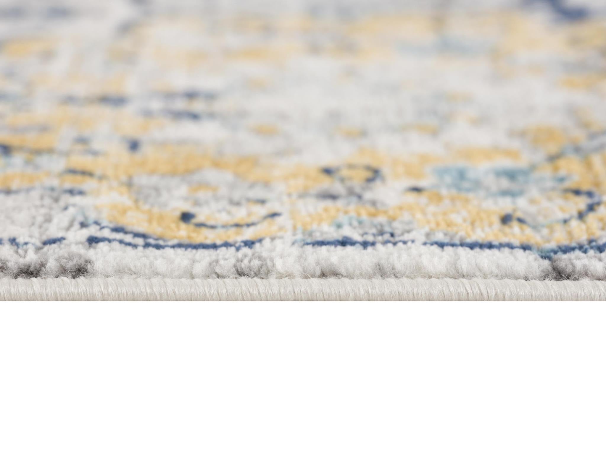 2' X 4' Blue and Yellow Floral Area Rug - Home & Garden