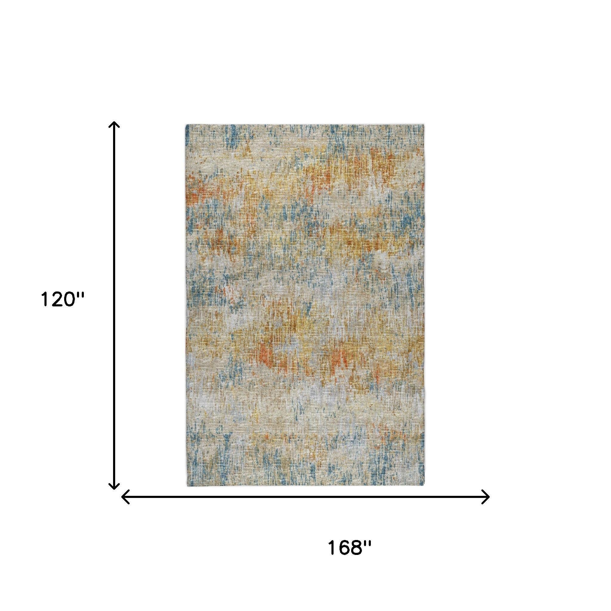 10' X 14' Orange And Taupe Abstract Shag Washable Area Rug With UV Protection - Home & Garden