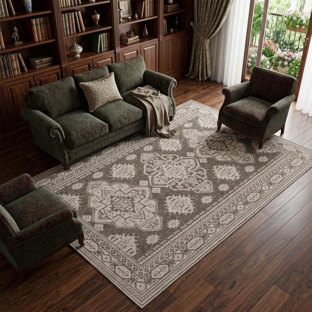 10' X 13' Gray And Gray Medallion Area Rug - Home & Garden