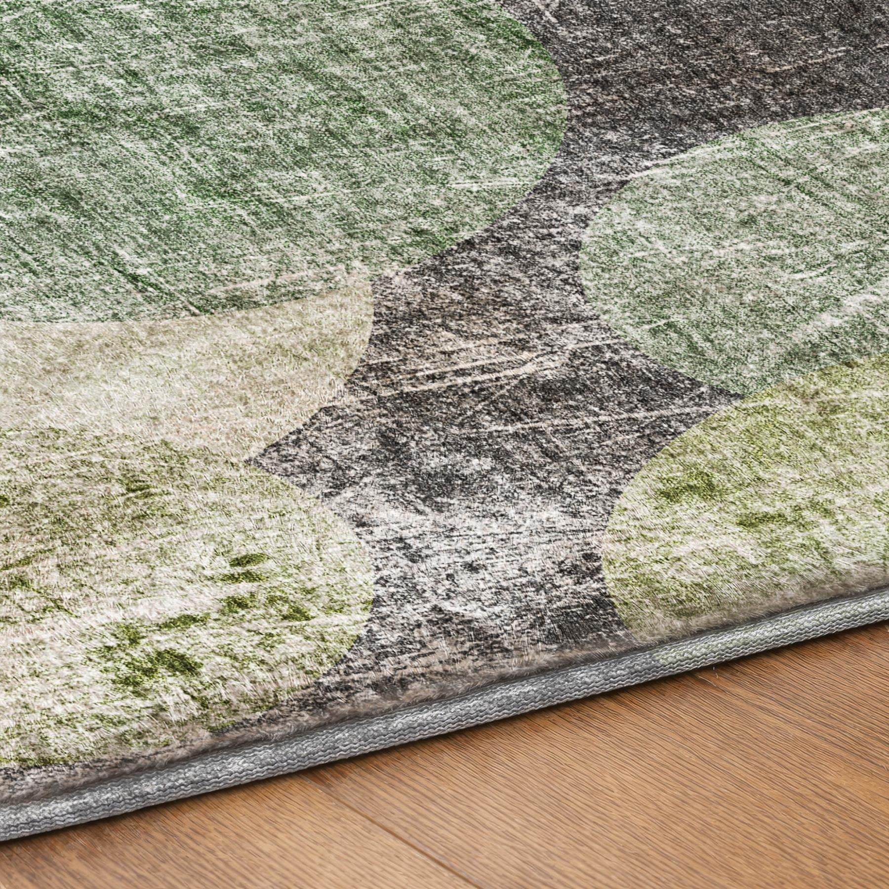 10' X 14' Green And Gray Geometric Shag Washable Area Rug With UV Protection - Home & Garden