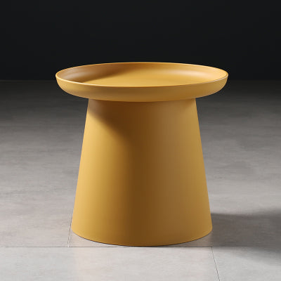 Plastic Tea Table Round Coffee Table Modern Small Apartment Bay Window Balcony Table Combination Living Room Side Table Dia 50xH45cm Yellow