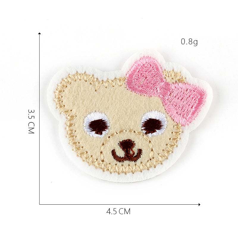 Embroidered patch cartoon animal bear flower DIY children's clothing accessories sewing ironing patch stickers jewelry patch 6