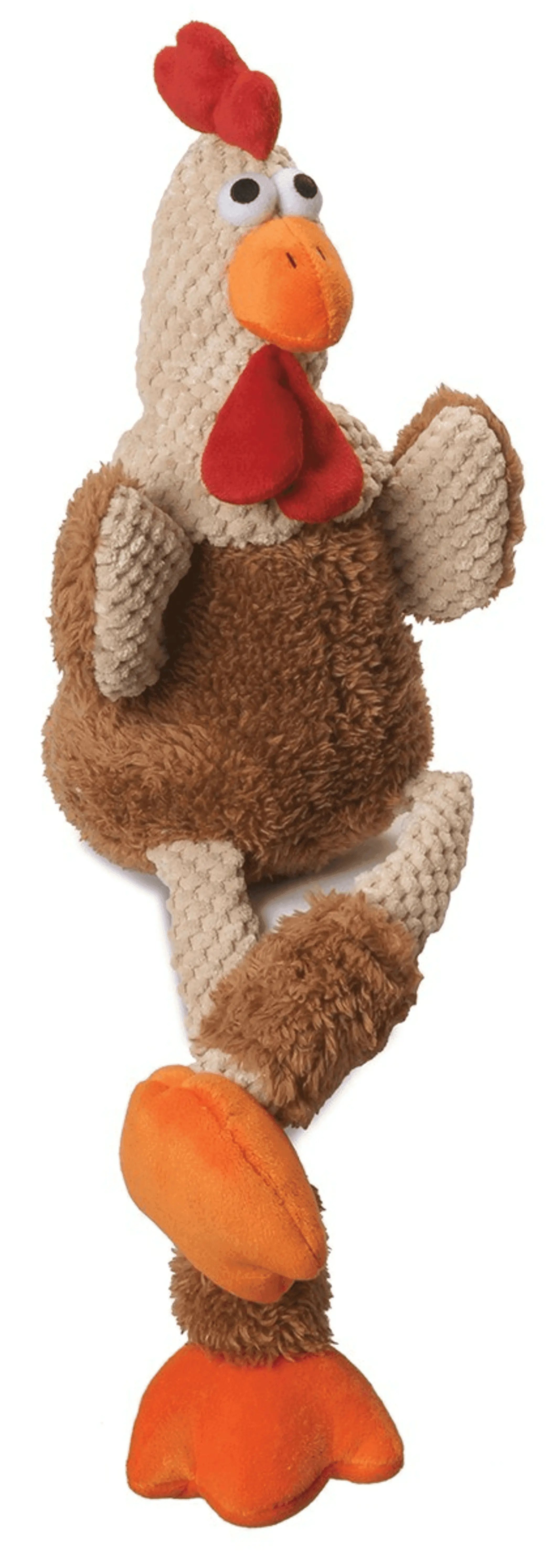 goDog Checkers Skinny Rooster Brown w/Chew Guard Plush Dog Toy GoDog