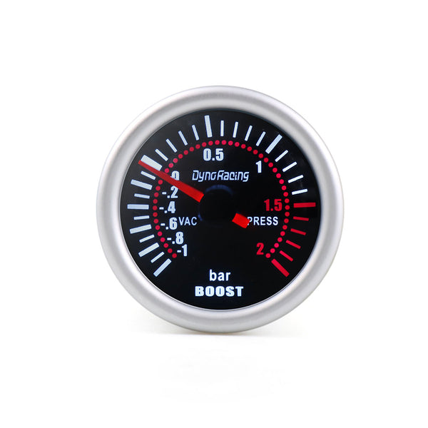 Auto Car Turbo Boost Gauge -1~0~2 BAR 2" 52mm Universal Smoke Len 12V Pointer Turbo Boost Bar Meter Digital White LED