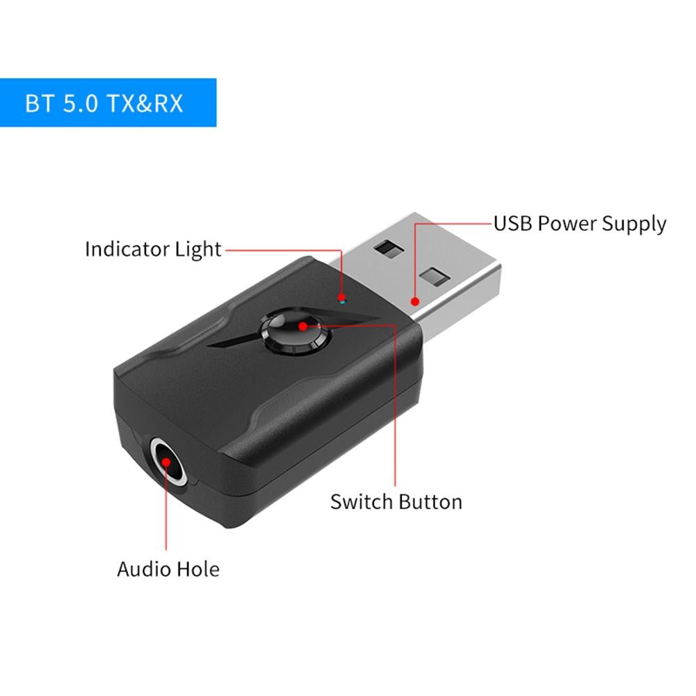 Wireless Bluetooth 5.0 Receiver Transmitter 4 in 1 3.5mm Jack Audio Adapter For Car Headphone Wireless Aux Reciever Support One- GreatEagleInc