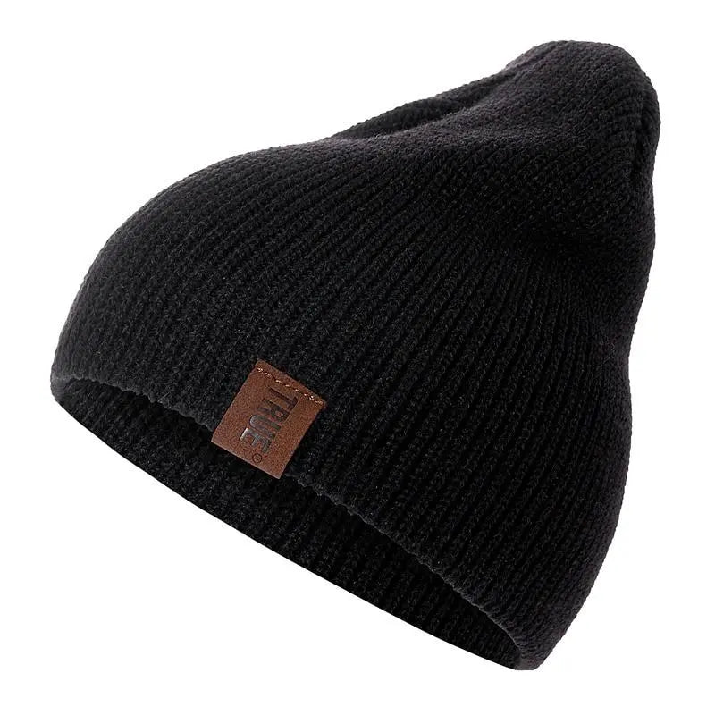 1 Pcs Hat PU Letter True Casual Beanies for Men Women Warm Knitted Winter Hat Fashion Solid Hip-hop Beanie Hat Unisex Cap GreatEagleInc
