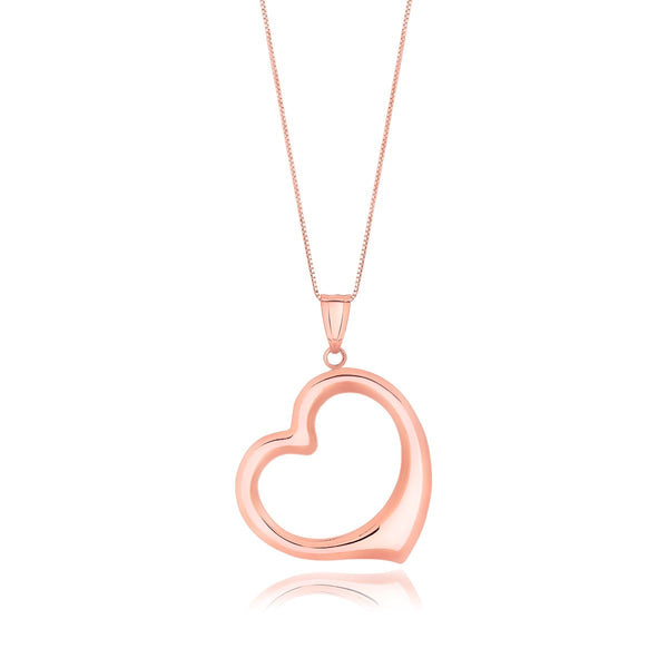 14k Rose Gold Floating Heart Drop Pendant 18