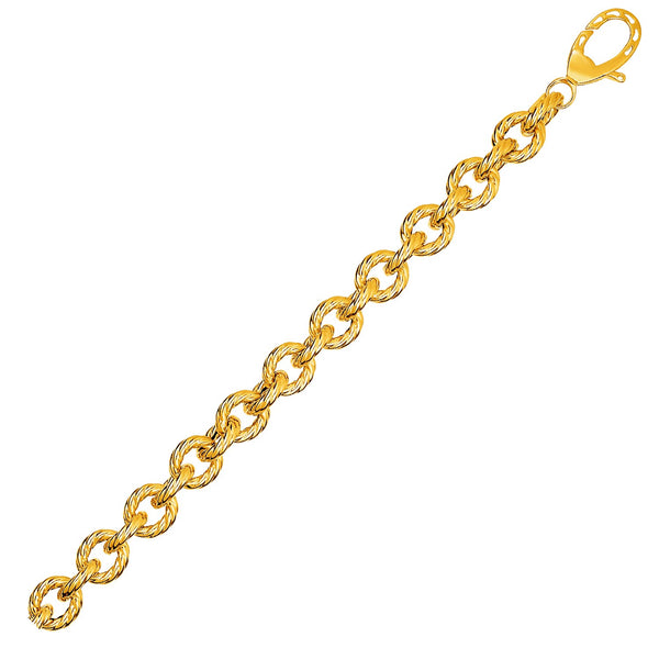 Textured Oval Link Bracelet in 14k Yellow Gold 8"