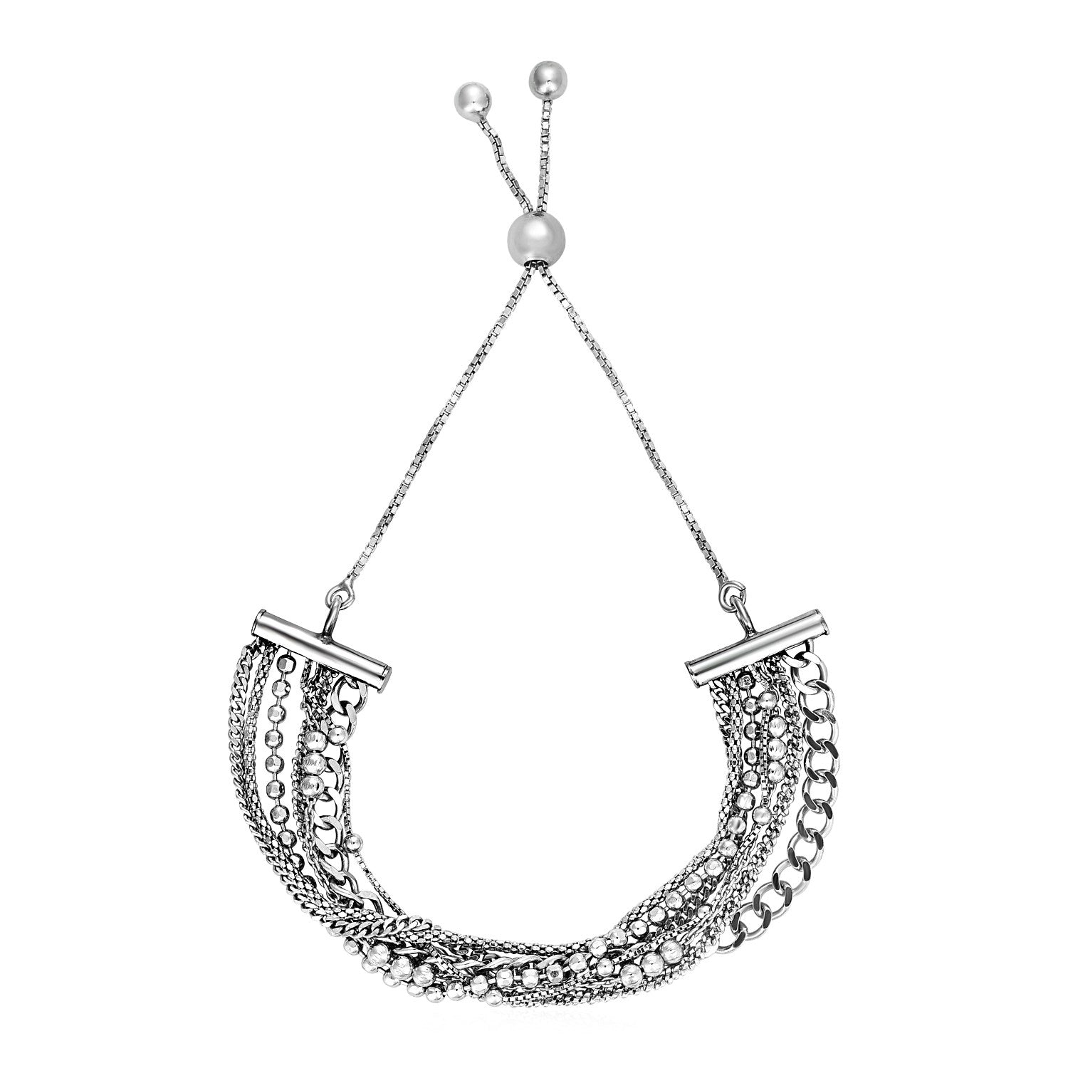 Adjustable Multi Chain Bracelet in Sterling Silver 9.25"