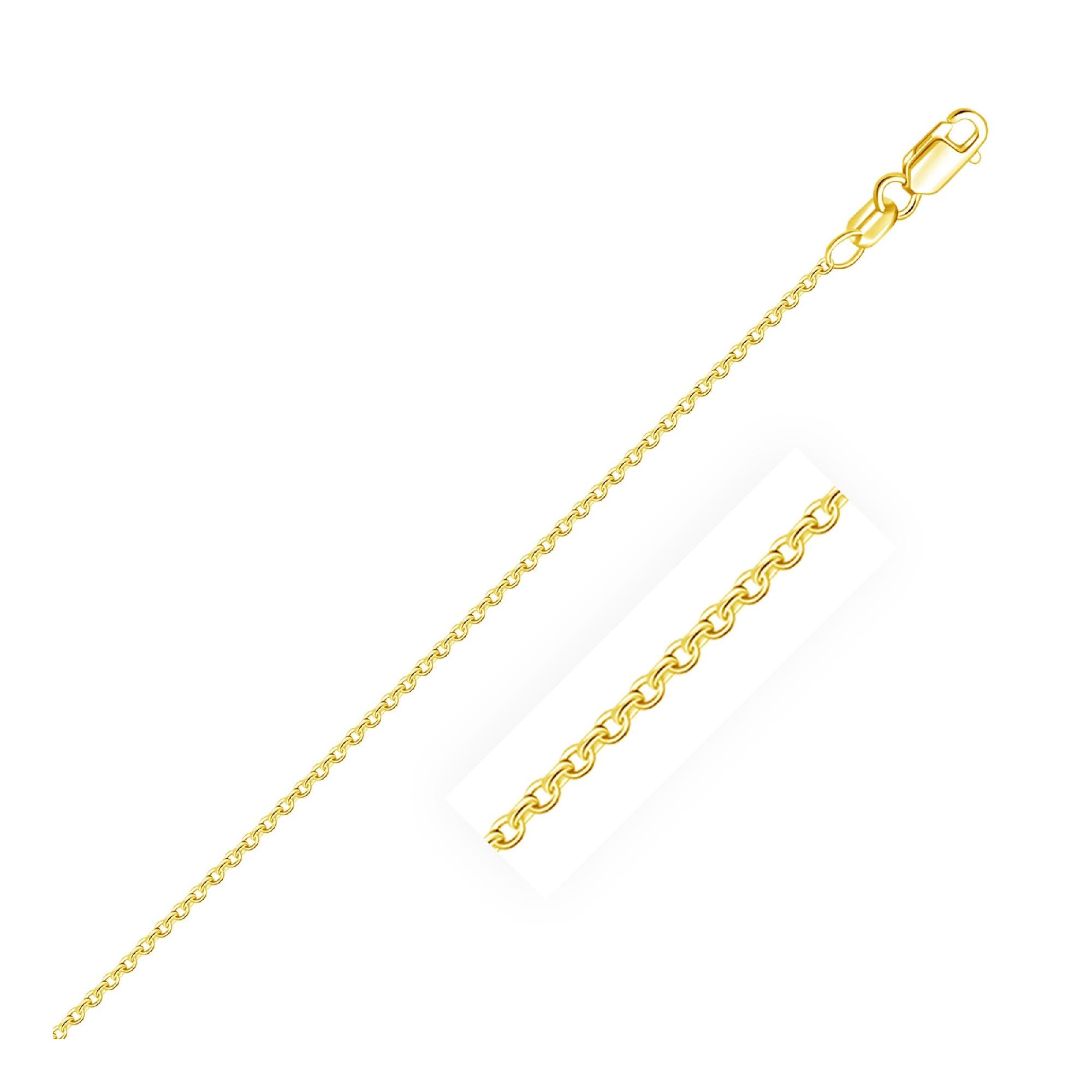 14k Yellow Gold Round Cable Link Chain 1.5mm 20"