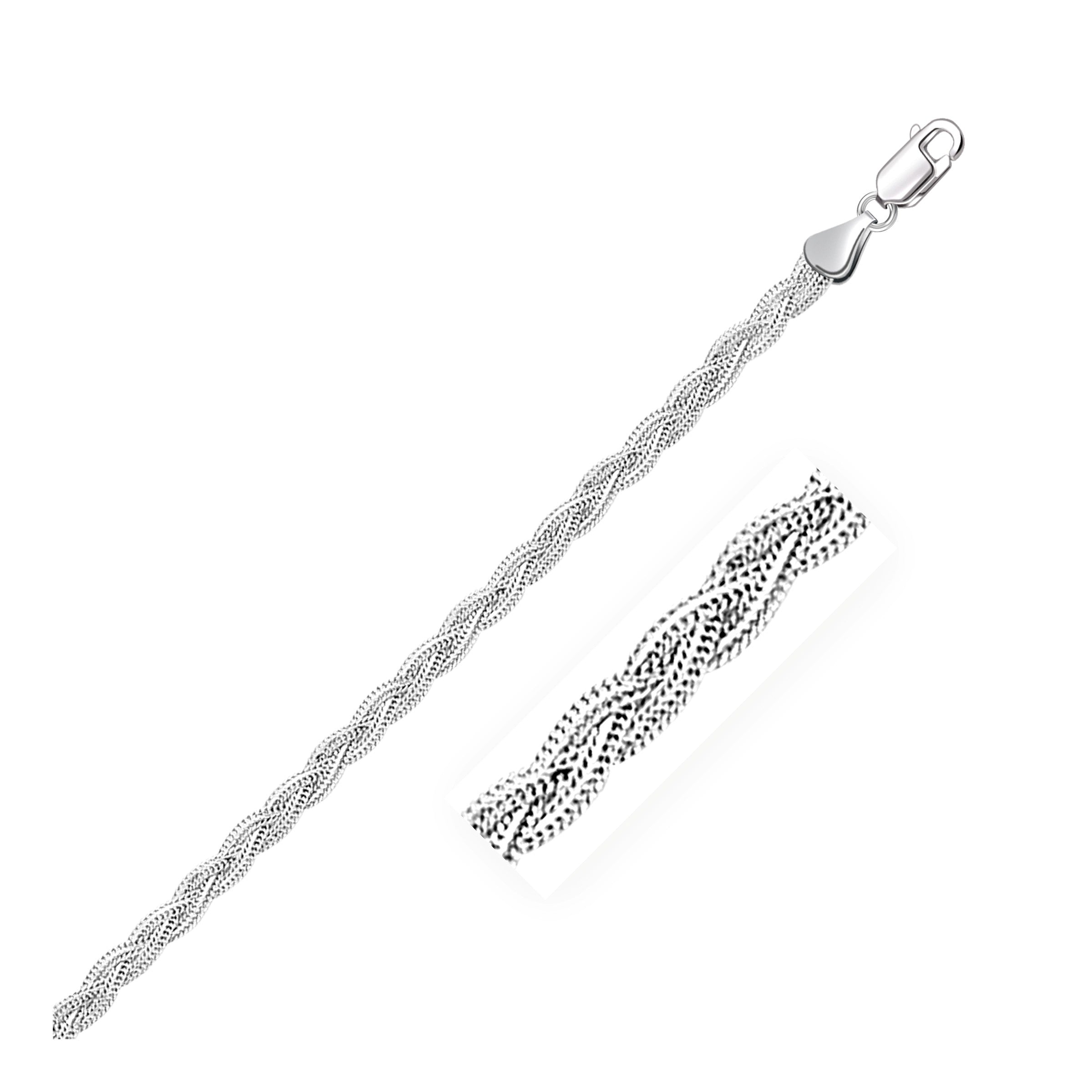 3.5mm 14k White Braided Foxtail Anklet 10"