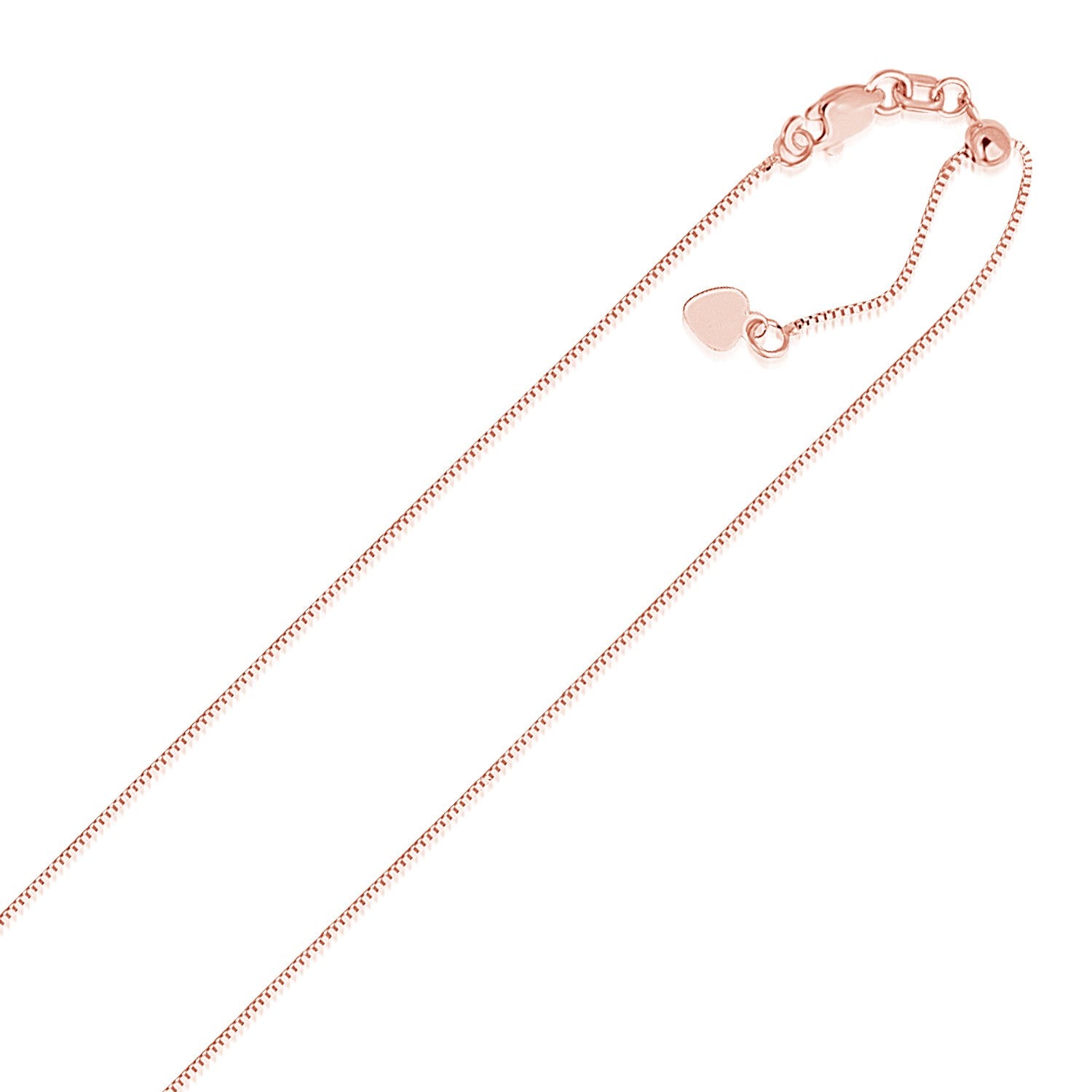 14k Rose Gold Adjustable Box Chain 0.7mm 22"