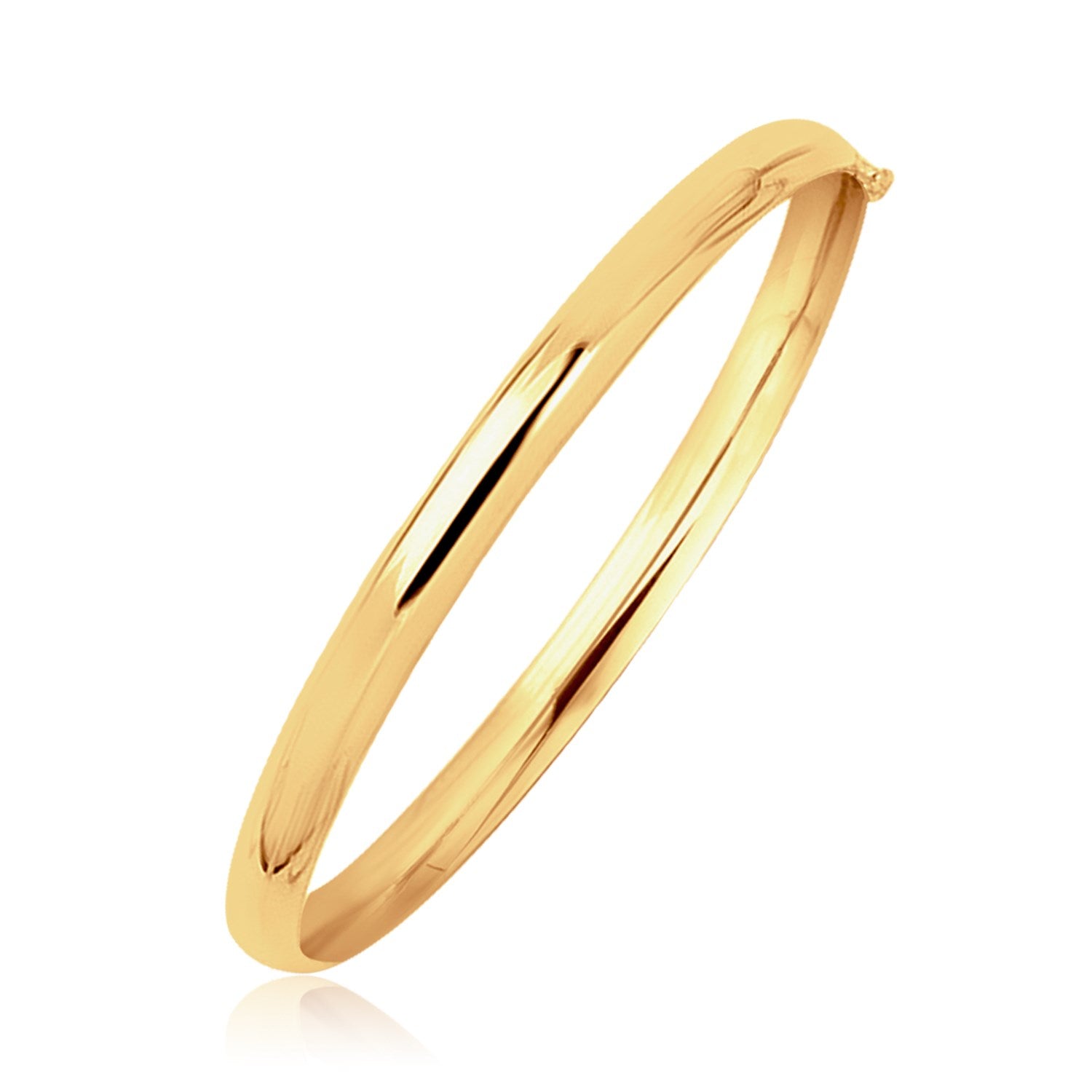 14k Yellow Gold Dome Design Polished Children's Bangle 5.5"