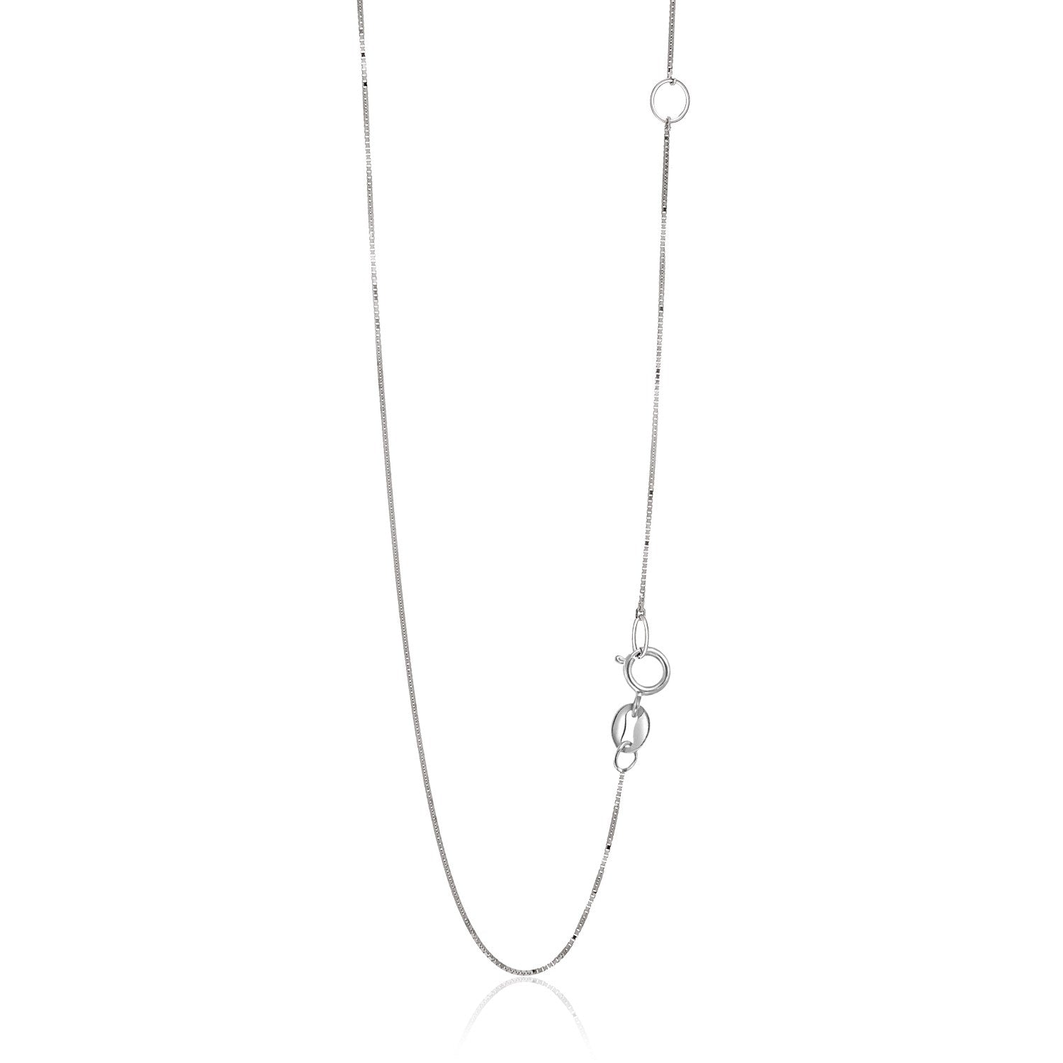 14k White Gold Adjustable Box Chain 0.6mm 18"