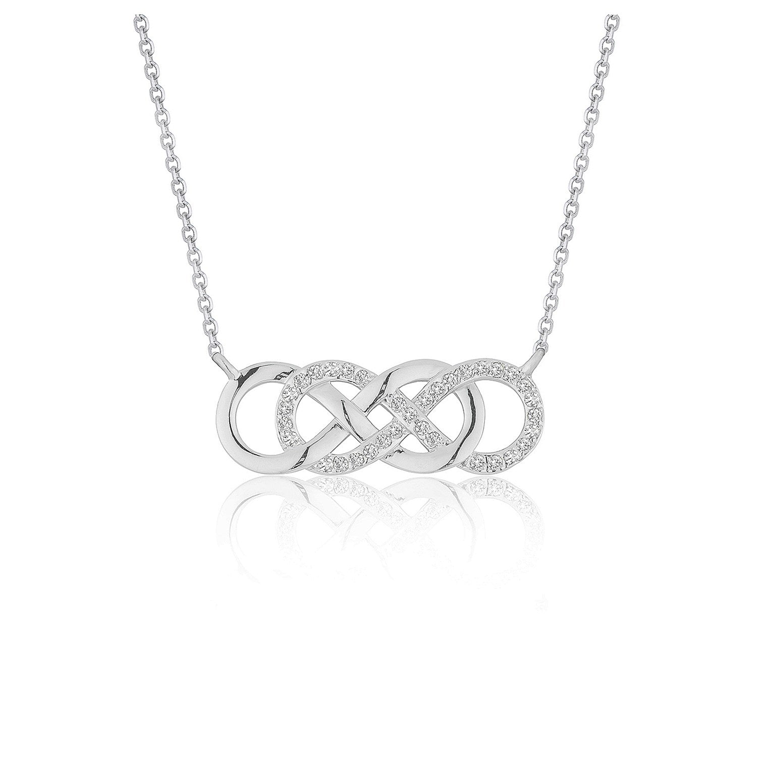 Double Infinity Diamond Pendant in 14k White Gold 18"