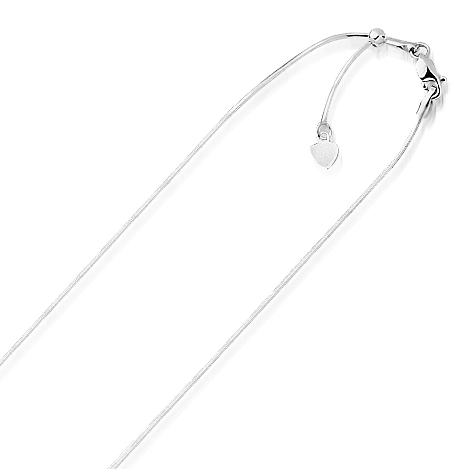 14k White Gold Adjustable Snake Chain 0.85mm 22"