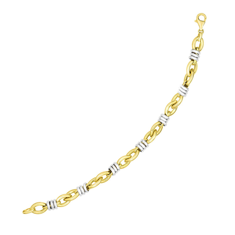 Ringumwickeltes Marquis-Gliederarmband aus 14-karätigem Gold mit zweifarbigem Ring