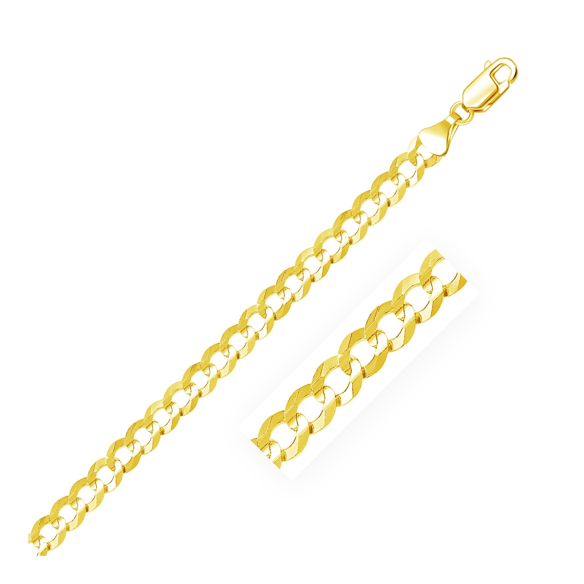 7.0mm 14k Yellow Gold Solid Curb Chain 20"