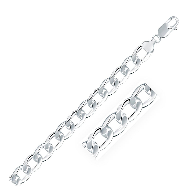 Rhodium Plated 8.4mm Sterling Silver Curb Style Chain 22"