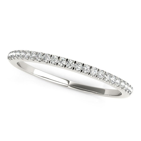 14k White Gold Scallop Style Setting Diamond Wedding Band (1/8 cttw) 7.5