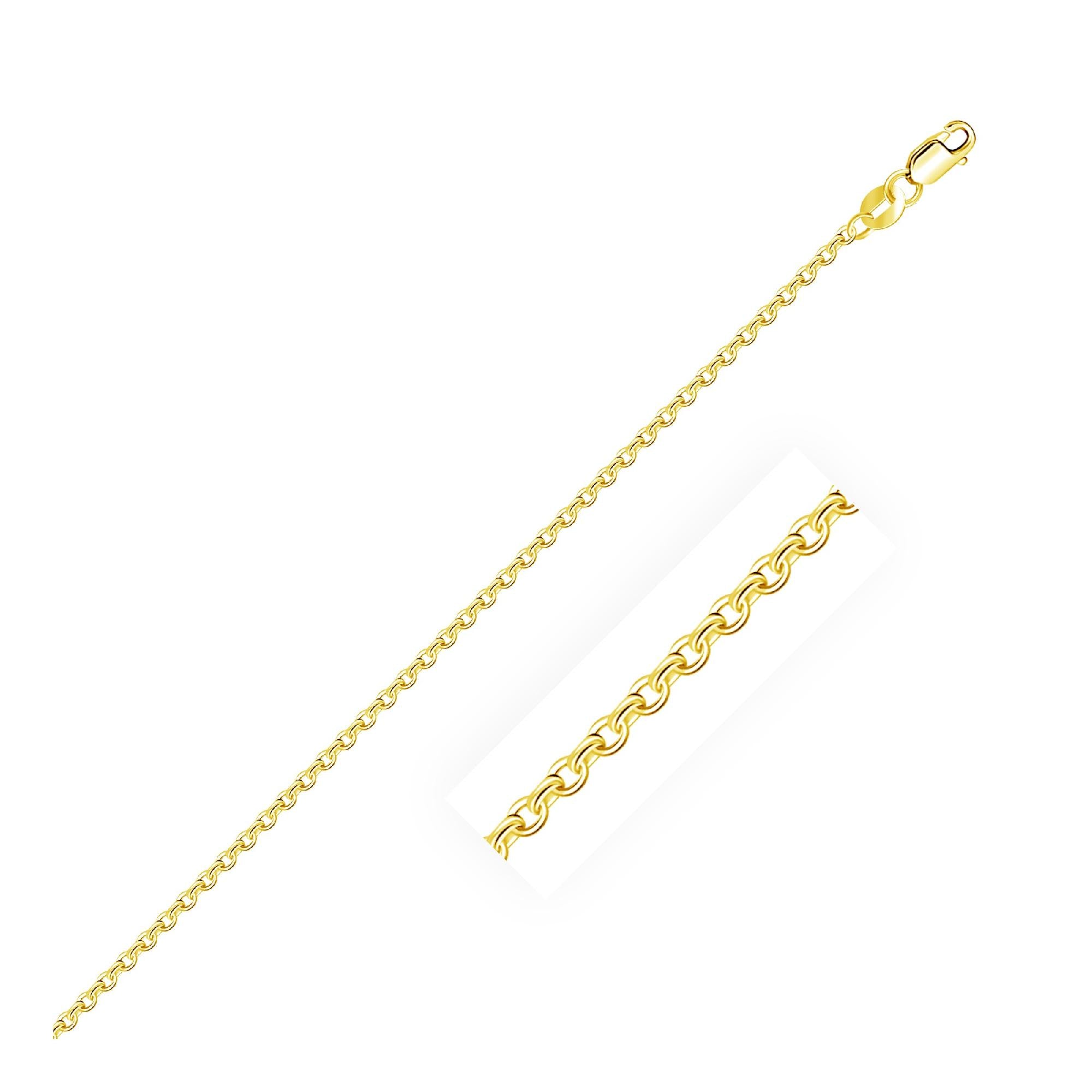 14k Yellow Gold Cable Link Chain 1.5mm 22"