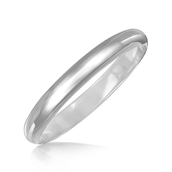 Sterling Silver Dome Style Bangle with Rhodium Plating 7.5"