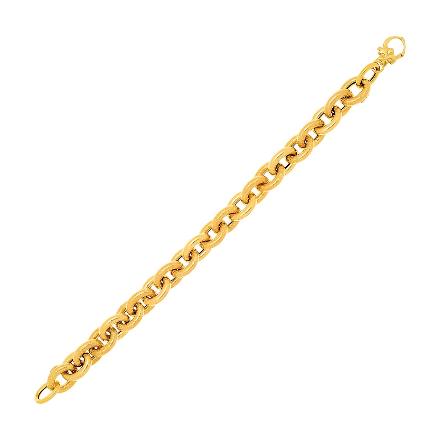 14k Yellow Gold Textured Cable Chain Style Bracelet 7.5"