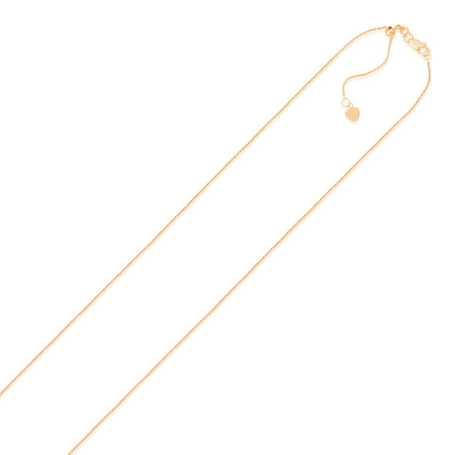 14k Rose Gold Adjustable Cable Chain 0.9mm 22"