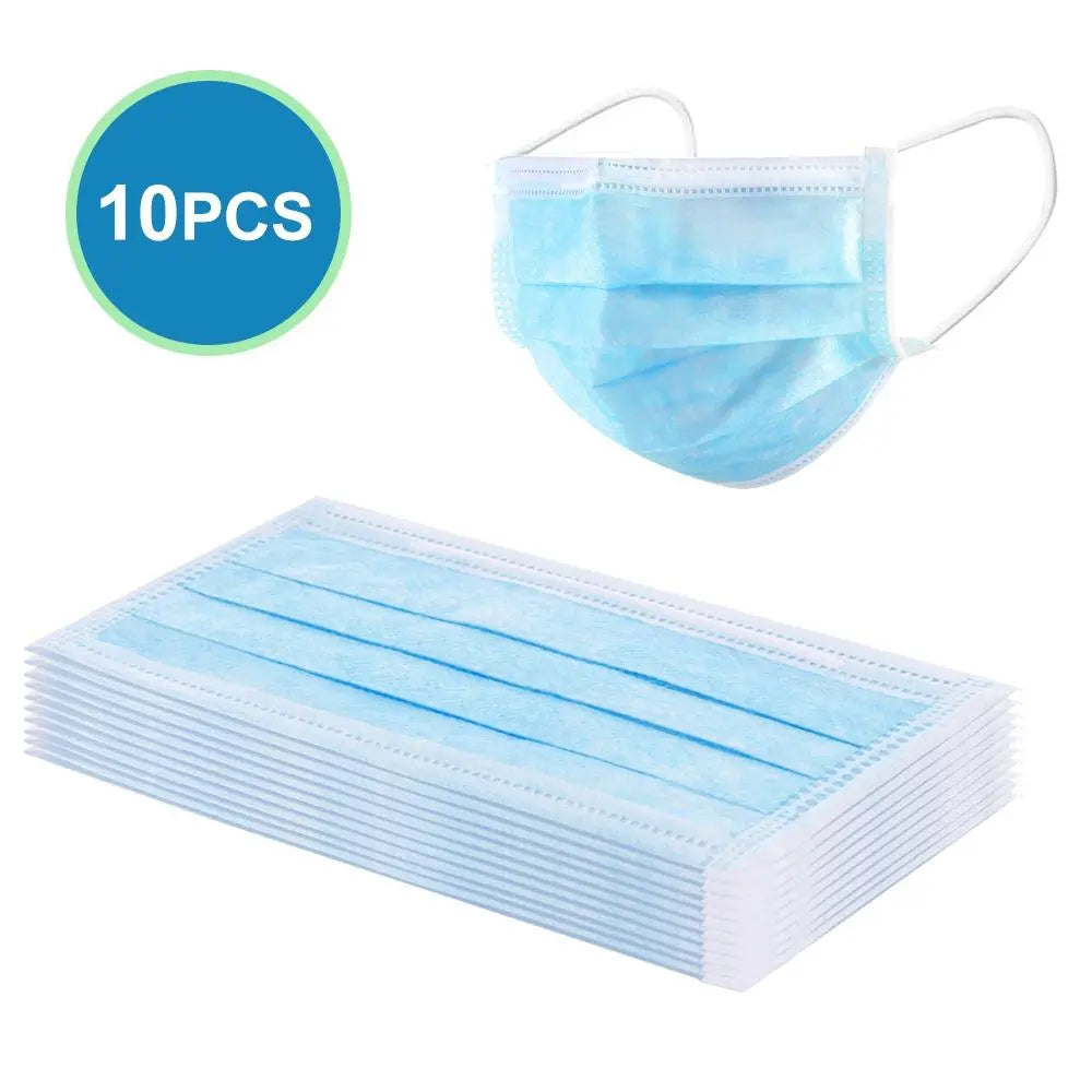 10PCS Disposable Face Masks Elastic Earloop Dustproof Anti-bacteria Spit Splash Protection for Health Care - GreatEagleInc