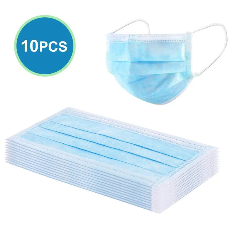10PCS Disposable Face Masks Elastic Earloop Dustproof Anti-bacteria Spit Splash Protection for Health Care - GreatEagleInc
