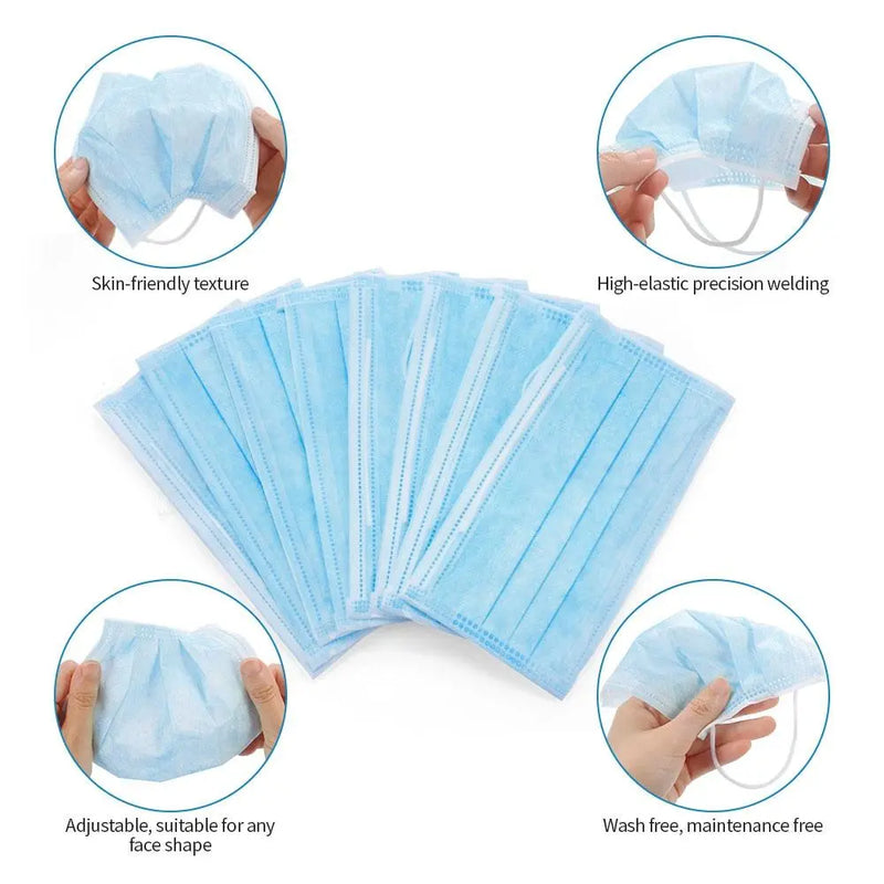 10PCS Disposable Face Masks Elastic Earloop Dustproof Anti-bacteria Spit Splash Protection for Health Care - GreatEagleInc