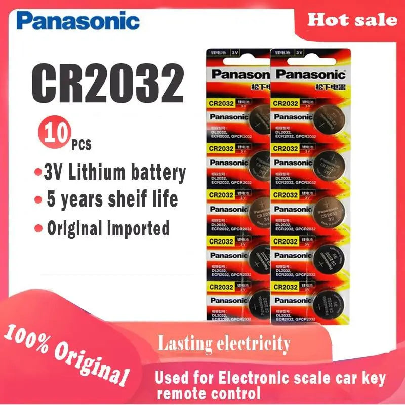 10pcs Original Panasonic cr2032 cr 2032 3V Lithium Battery For Watch computer Remote Control Calculator button cell coin battery GreatEagleInc