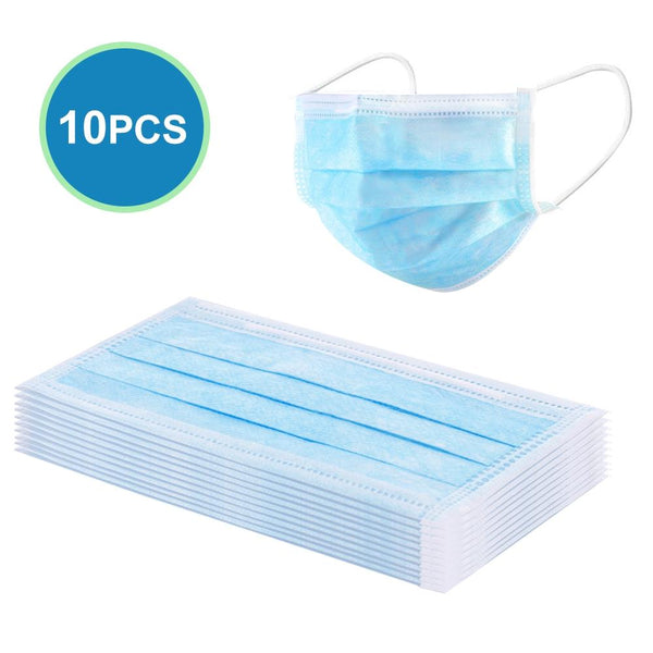 10PCS Disposable Face Masks Elastic Earloop Dustproof Anti-bacteria Spit Splash Protection for Health Care DAY SKY BLUE 10PCS