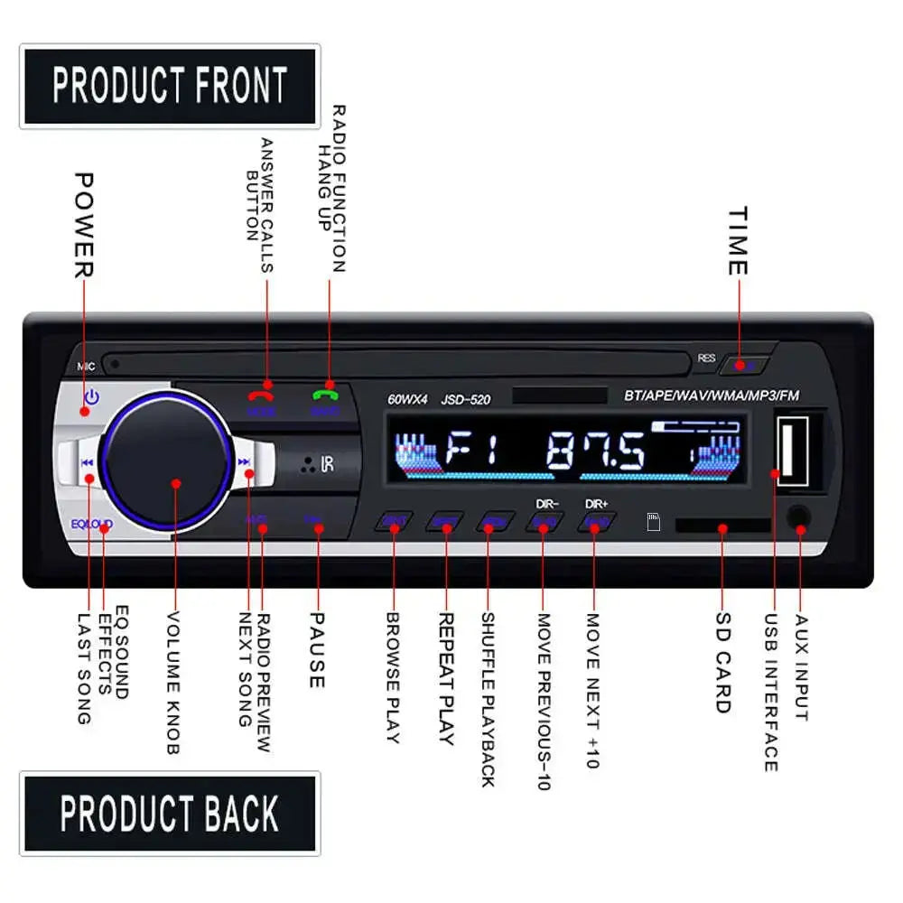 12V-1Din-Car-Radios-Stereo-Bluetooth-Remote-Control-Charger-phone-USB-SD-Audio-MP3-Player-1-DIN-In-Dash-Car-GreatEagleInc-334009815