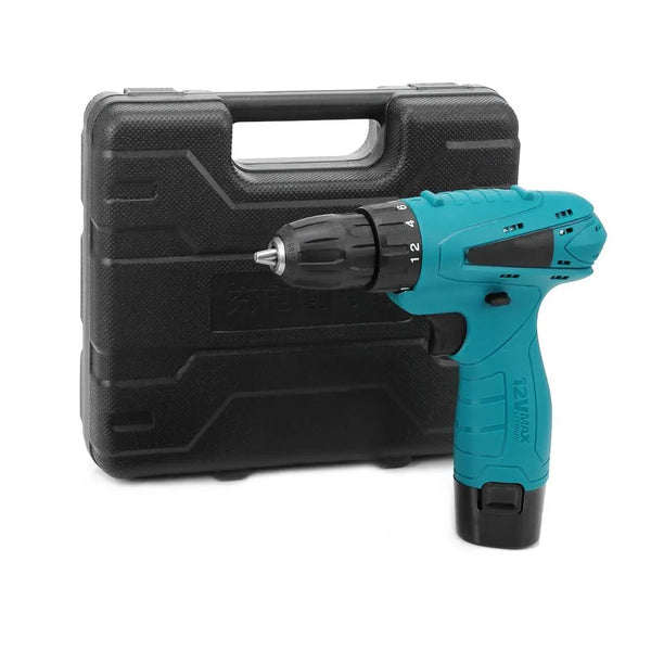 12V Electric Drill Cordless Screwdriver Set with Carrying Case Li-ion Battery - GreatEagleInc