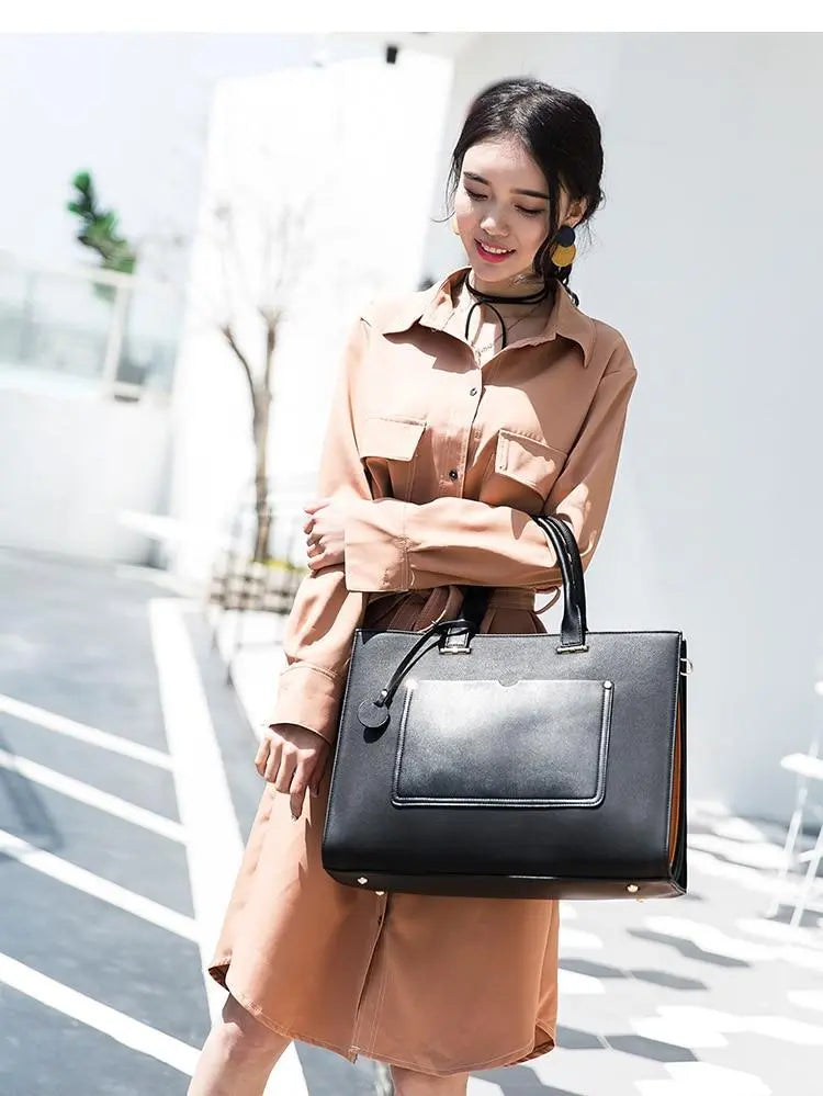 132020 New Brand Kinmac PU Leather Handbag Messenger Bag For Laptop 13 inch, Case For MacBook Air,Pro 13.3",(Black NB003 13.3-inch)