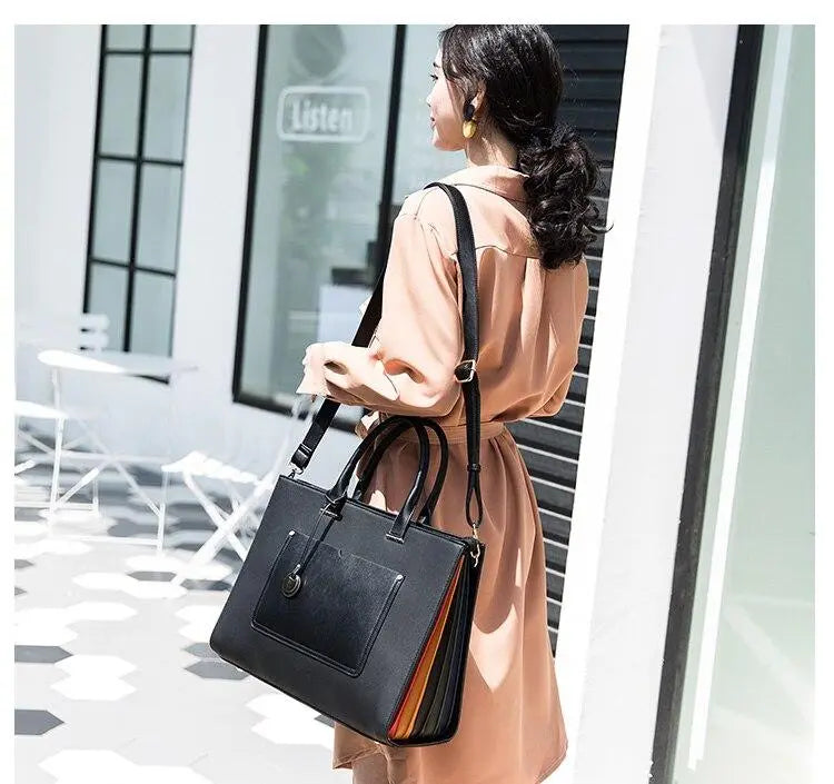 132020 New Brand Kinmac PU Leather Handbag Messenger Bag For Laptop 13 inch, Case For MacBook Air,Pro 13.3",(Black NB003 13.3-inch)