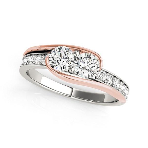 Two Stone Diamond Ring in 14k White And Rose Gold (3/4 cttw) 5