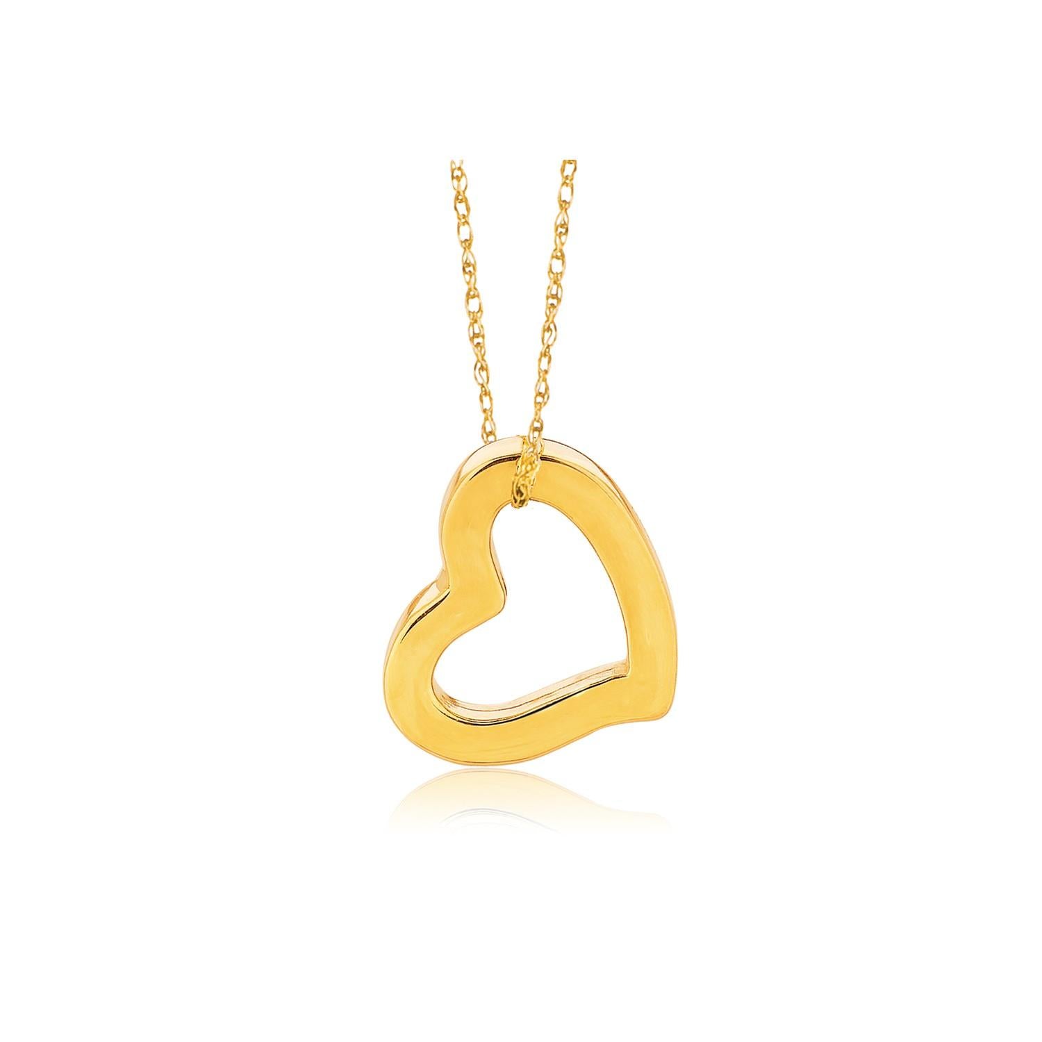 14k Yellow Gold Heart Pendant 18