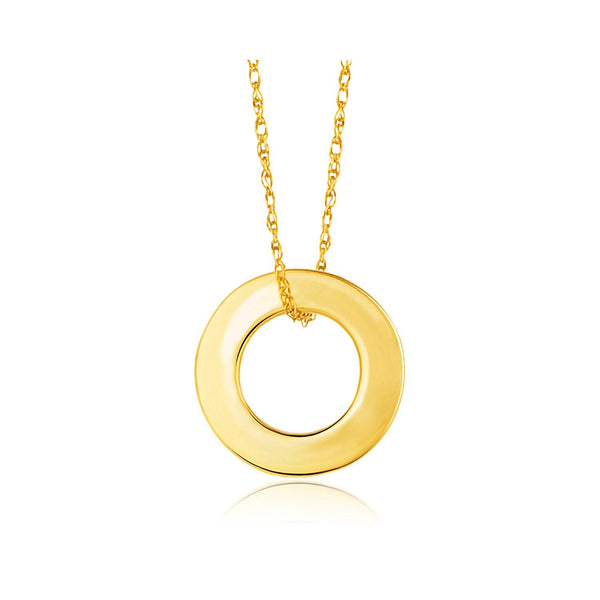 14k Yellow Gold Circle Pendant 18