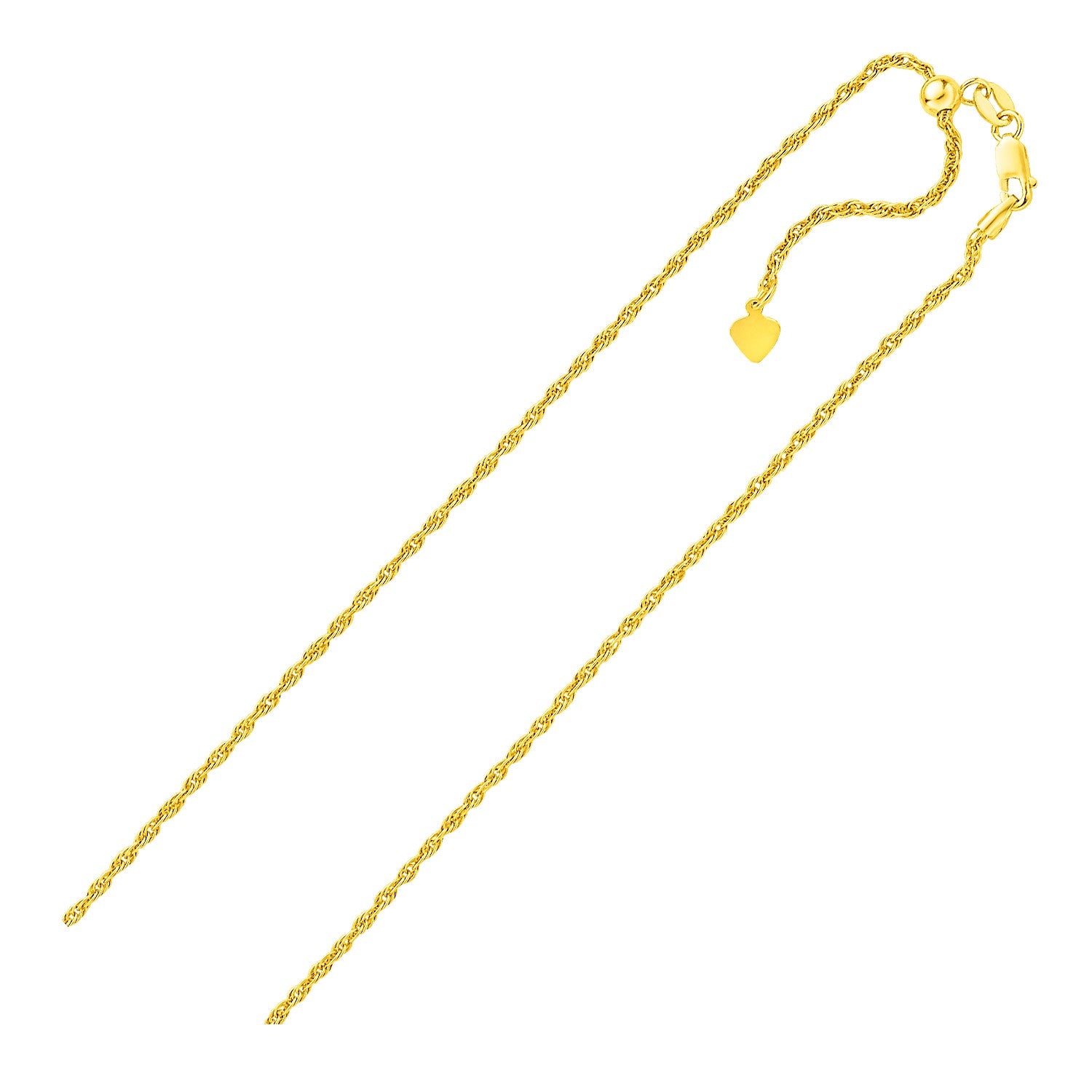 Sterling Silver in Yellow Finish 1.5mm Adjustable Rope Chain 22"