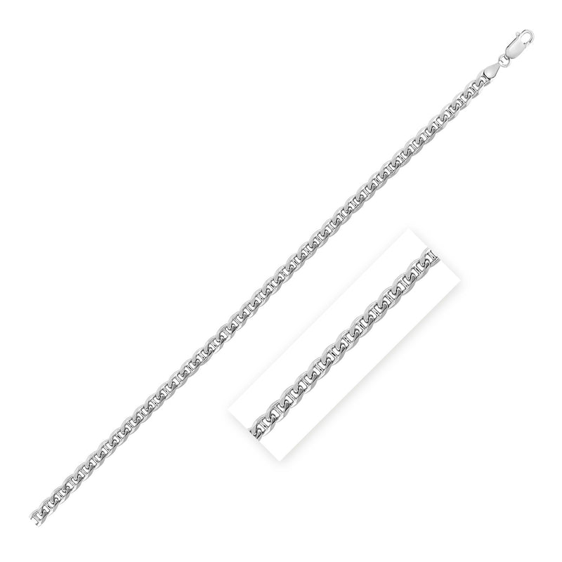 Sterling Silver Rhodium Plated Mariner Chain 5.6mm 24"