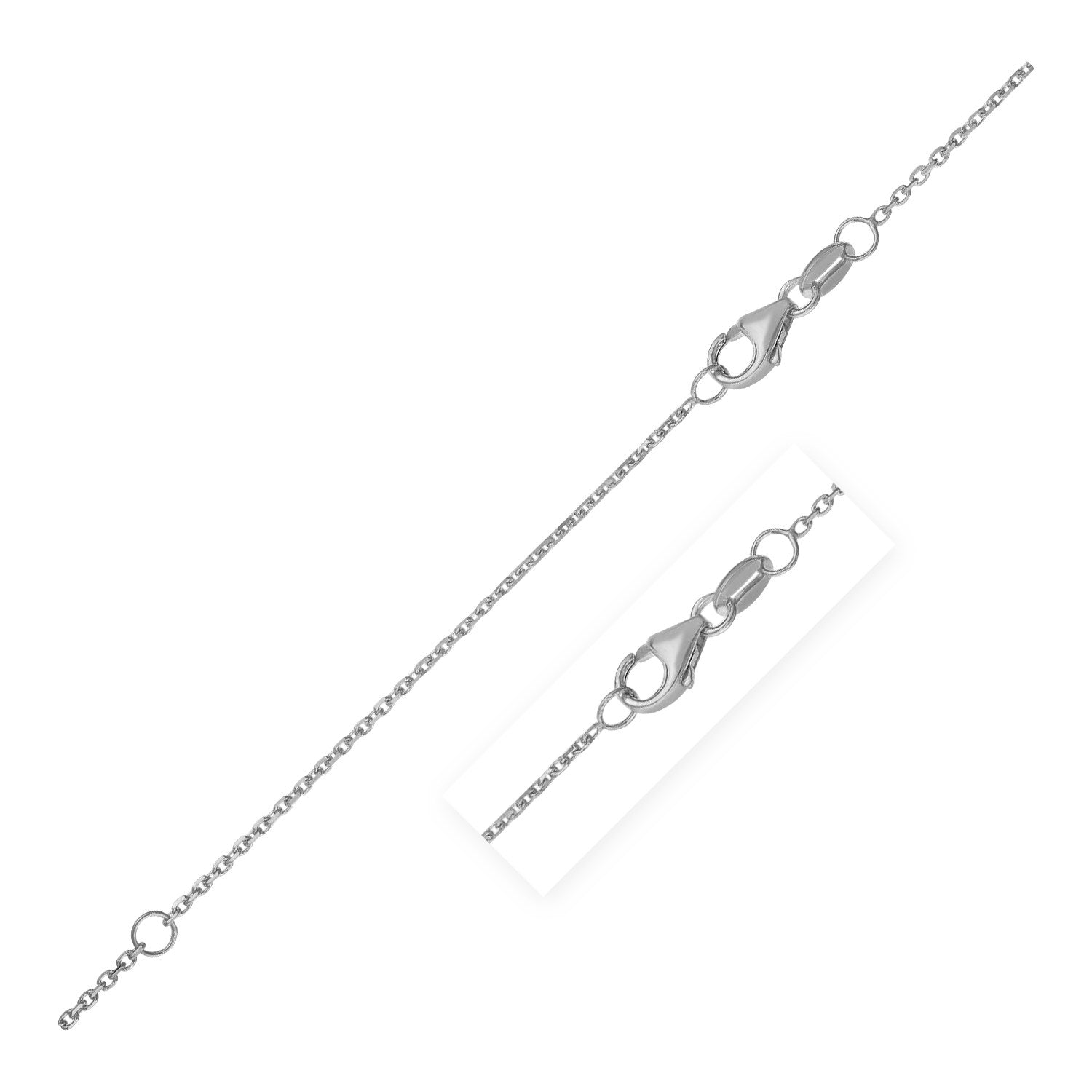Double Extendable Cable Chain in 14k White Gold (0.8mm) 18"