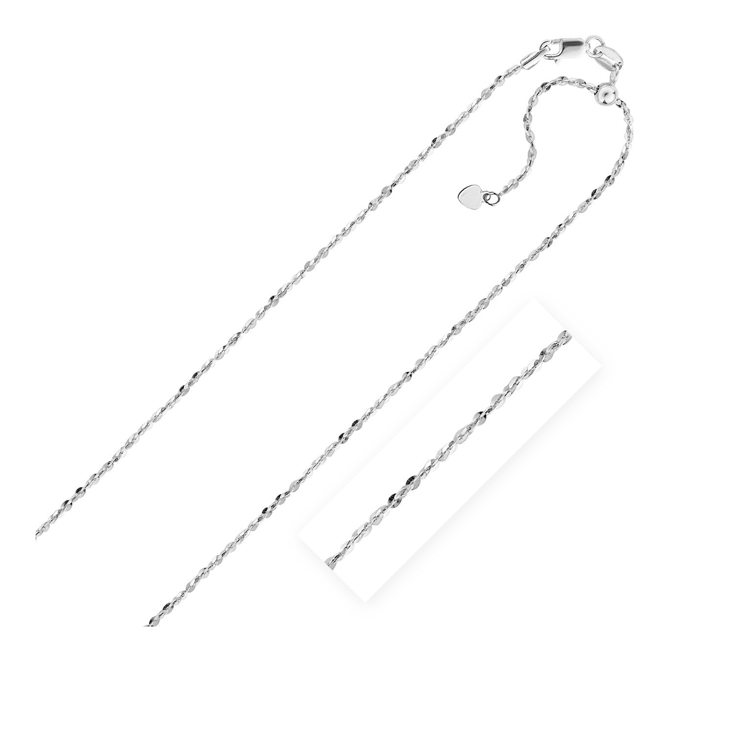 Sterling Silver 1.0 mm Adjustable Piatto Chain 22"