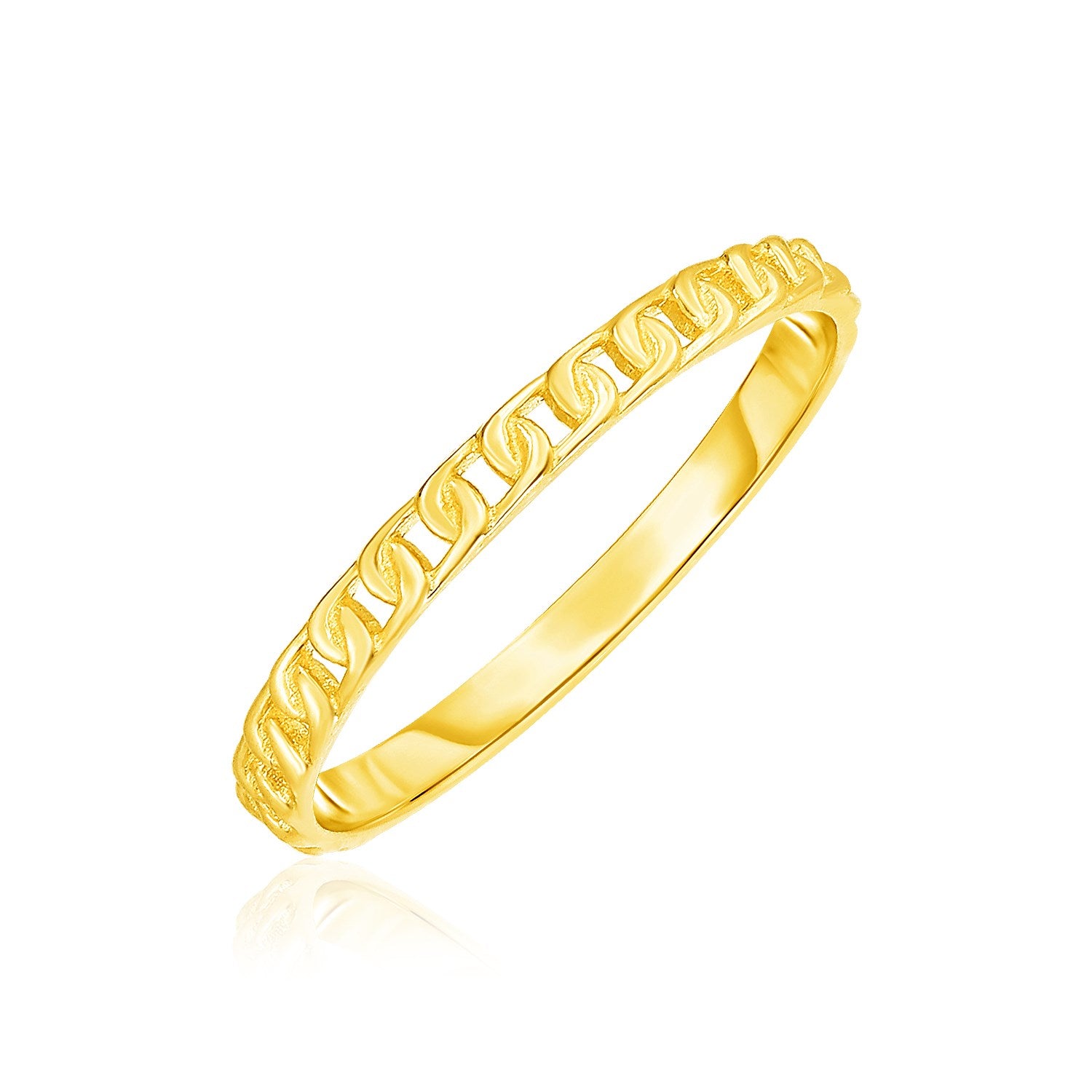 14k Yellow Gold Ring with Bead Texture 7