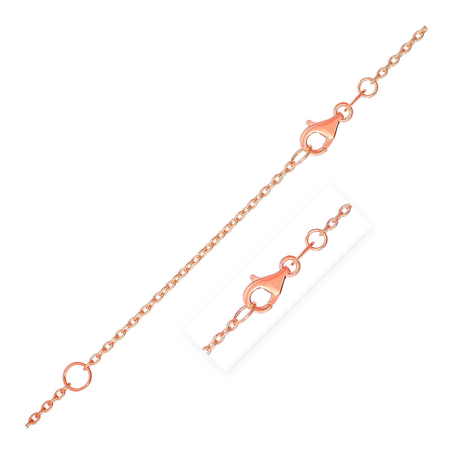 Extendable Cable Chain in 14k Rose Gold (1.2mm) 18"