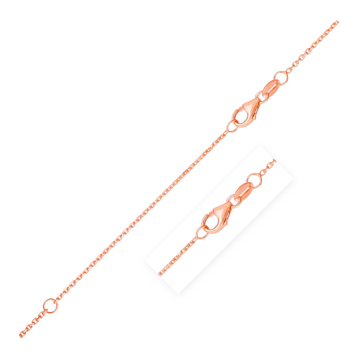 Double Extendable Cable Chain in 14k Rose Gold (0.8mm) 18"