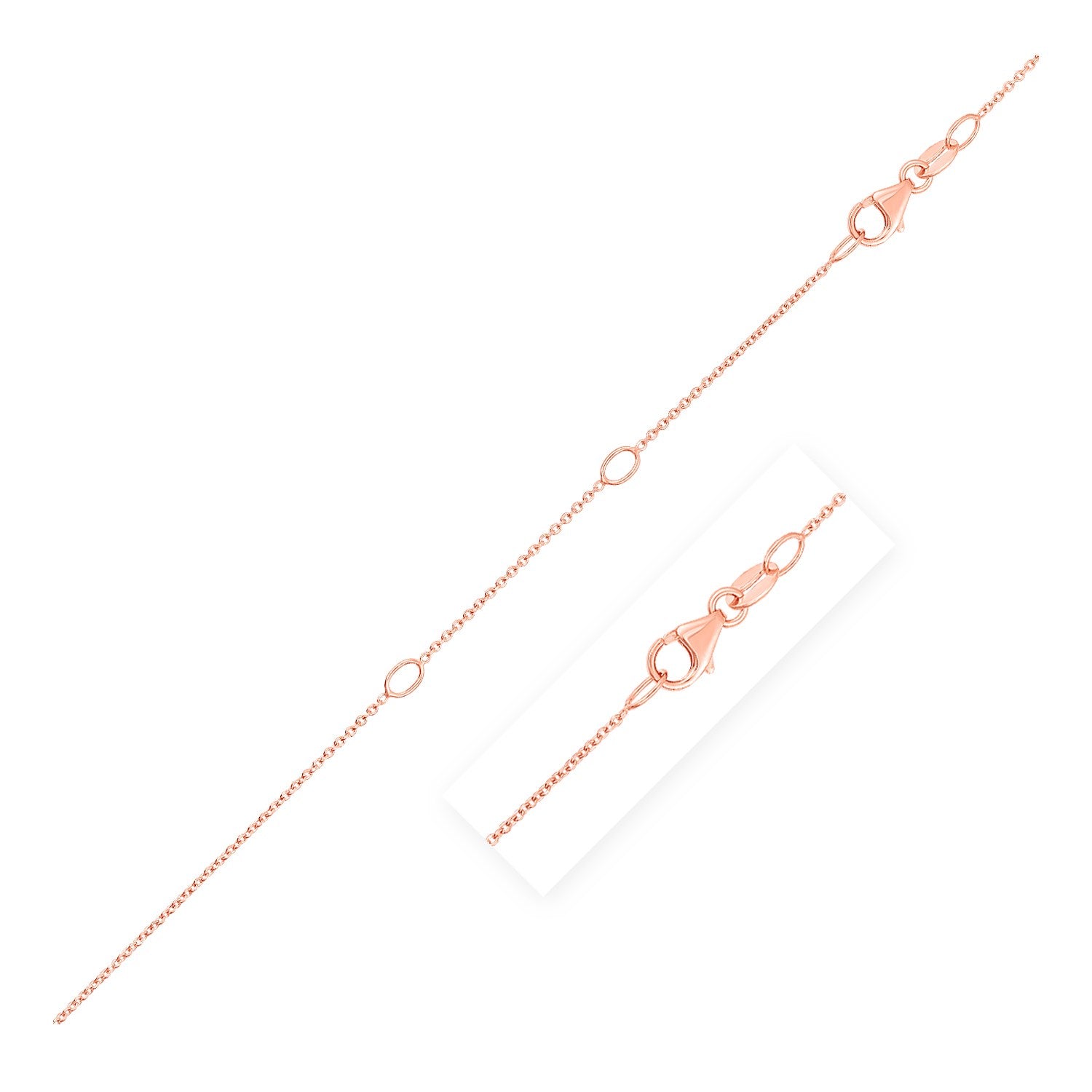 Double Extendable Cable Chain in 14k Rose Gold (1.0mm) 18"