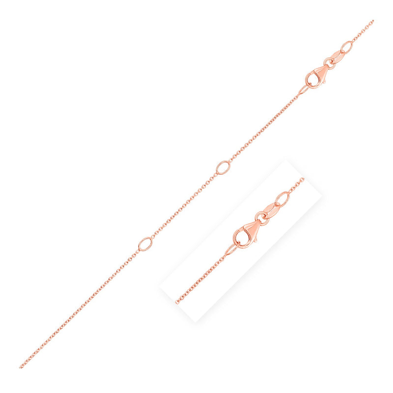 Double Extendable Cable Chain in 14k Rose Gold (1.0mm)