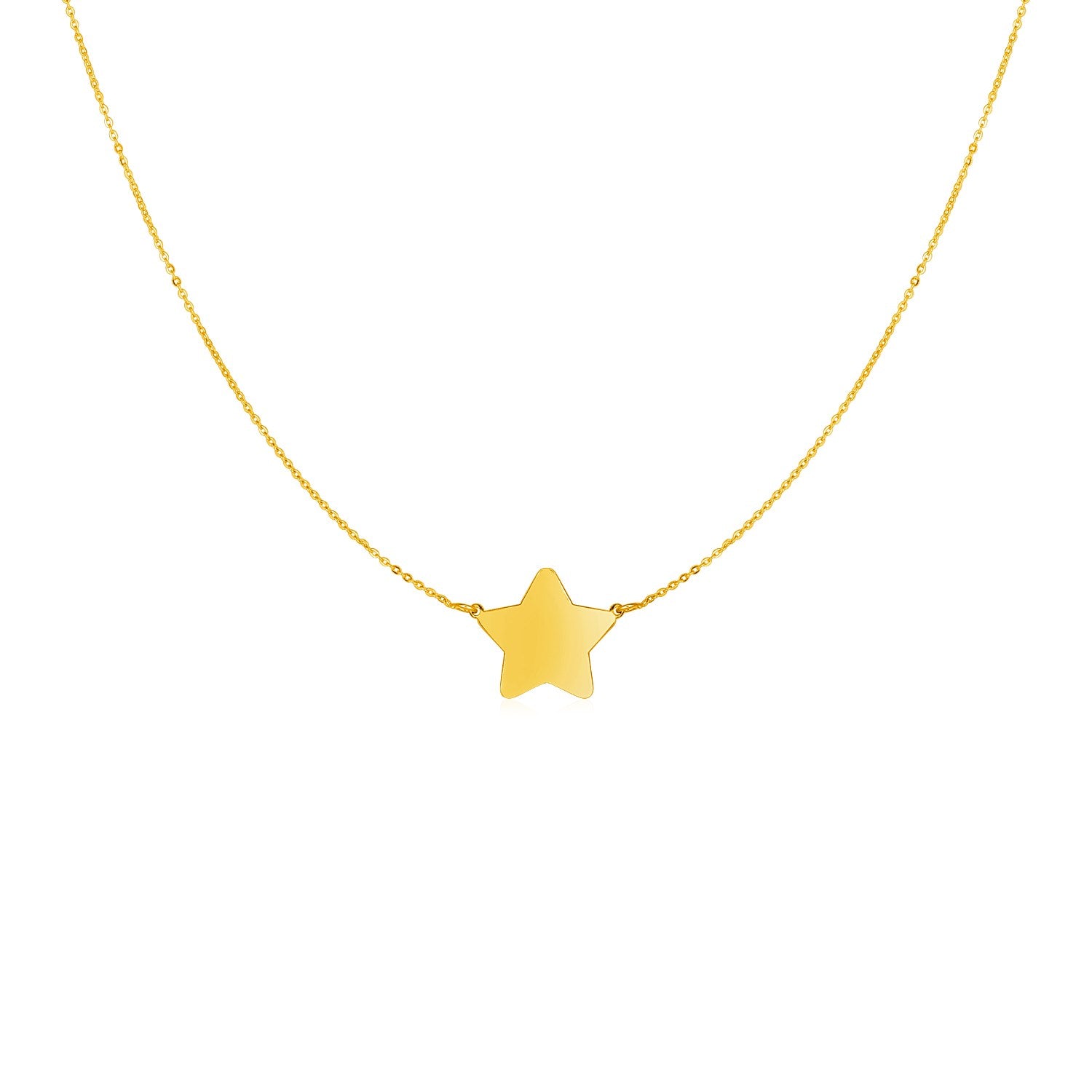 14k Yellow Gold Necklace with Five Pointed Star 18"
